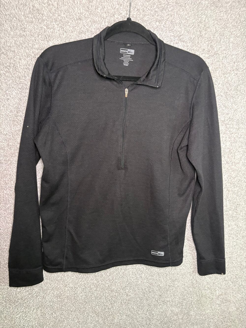 REI Black Quarter Zip Pullover L Gorpcore Hiking Performance